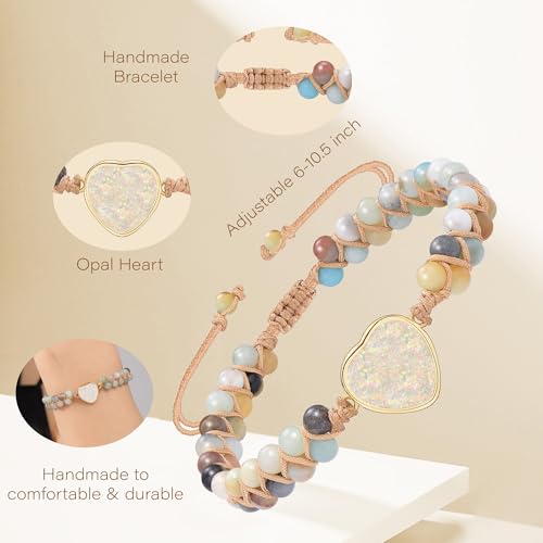 Gifts for Daughter Granddaughter, To My Mom Grandma Wife Girlfriend Sister Jasper Heart Bracelets Birthday Graduation Anniversary Christmas Stocking Stuffers Valentines Mothers Day Jewelry - style: 7.Gift To My Granddaughter2: Amazonite Beads