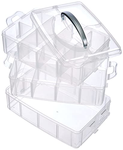 Rayher storage box with carrying handle storage box with 17 compartments 23.1 x 15.6 x 18.5cm transparent