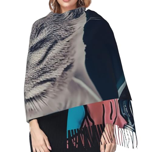 Astronaut Sitting in Yoga Chakra Scarf for Women Warm Soft Scarves Fashion Fringed Shawl Casual Tassel Blanket Scarf - color: Astronaut Cat Fish