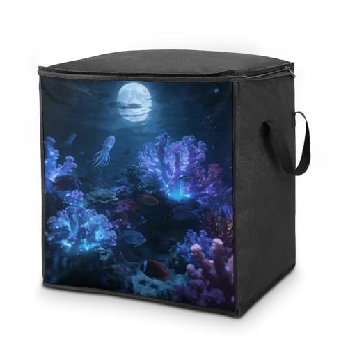 Coral Storage Bag Portable Closet Organizer Storage Bags Quilt Storage Bags with Zippered Breathable Storage Bag with Carry Handles for Blanket Pillow Bedding