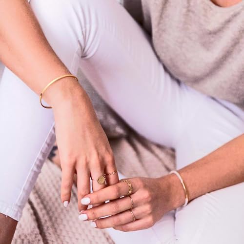 Dainty Gold Bar Bracelet for Women Simple Delicate Thin Cuff Bangle Hook Bracelet 18K Gold Plated Handmade Minimalist Jewelry - color: Silver