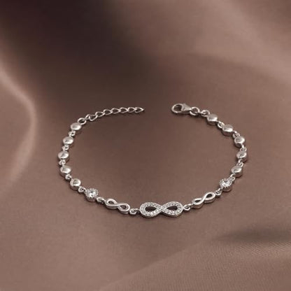LeCalla 925 Sterling Silver Bracelet Jewelry Gift | Lightweight Italian Design Adjustable Love Bracelet | Link Chain with Lobster Claw Clasp Bracelet for Women Daughter Friendship Bracelet - color: CZ Infinity Love