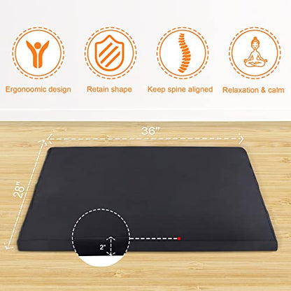 Zabuton Meditation Mat (36"×28"×2") Luxurious Meditation Cushion for Kneeling Sitting Large Floor Pillow Zafu/Bench-Washable Cotton Cover 100% Organic Cotton Filling (Cyan Blue) - color: Cyan Bue