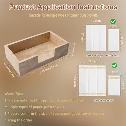 Guest Towel Holder Natural Travertine Bathroom Napkin Holder Luxe Stone Napkin Holder for Bathroom,Stylish Guest Towel Holder Tray for Bathroom Vanity Toilet Dining Table, Beige - size: 9.5 x 5.4 Inch