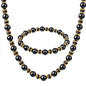 Gemstone Beaded Necklace for Women, Trendy 18K Gold Plated Hematite Natural Stone Bead Choker, Boho Handmade Summer Beach Necklaces for Women Everyday Western Jewelry Gifts - color: 02-black