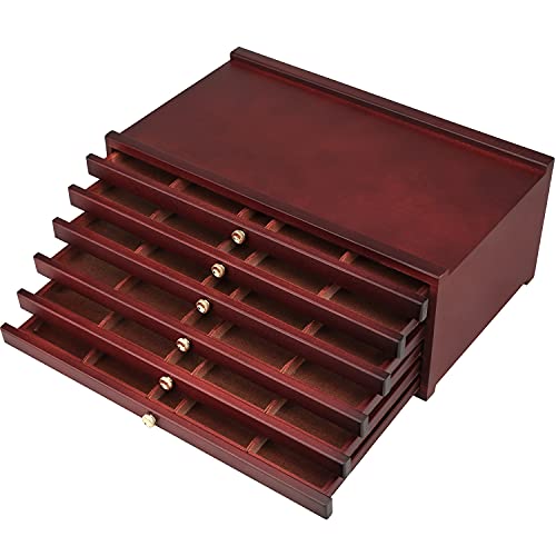 MEEDEN 6-drawer Wood Artist Supply Storage Box, Portable Beechwood Multifunctional Pencil Brush Organizer Wood Box with Drawer&Compartments for Pastels, Pencils, Pens, Makeup Brushes(Deep Walnut)