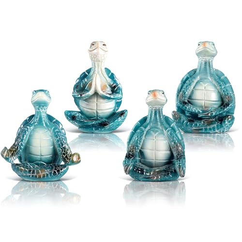 Briwooody 4 Pcs Sea Turtle Meditation Yoga Decor Office Beach Zen Room Decor Sea Turtles Yoga Figurines Coastal Ocean Beachy Bathroom Turtle Gifts for Women Yogis Home Office Decorations(Stylish) - style: Stylish