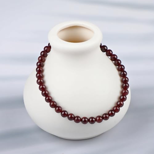 LPBeads Handmade Natural Gemstone Stretch Elastic Bracelet Healing Crystal Round Stone Beads Jewelry Gifts for Women Men - color: Garnet, size: 4mm