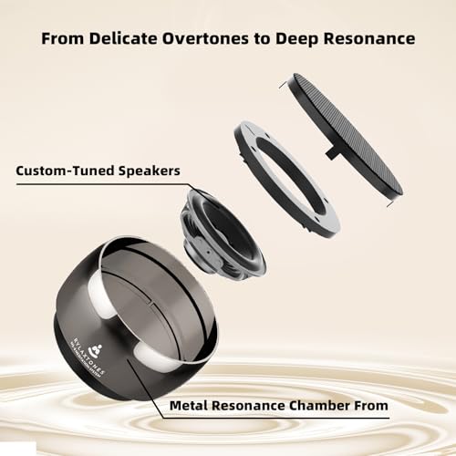 Electronic Tibetan Singing Bowl Portable 8 Healing Frequencies 396Hz-963Hz 6 Timer USB-C Rechargeable Bowl Meditation Device Set for Yoga Relaxation Stress with Portabl Travel Carrying Case