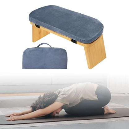 Meditation Bench, Bench for Home, Stable, Stool, Bamboo, Stable for Kneeling Or Sitting, Meditation Stool, Knee Stool, Light Blue