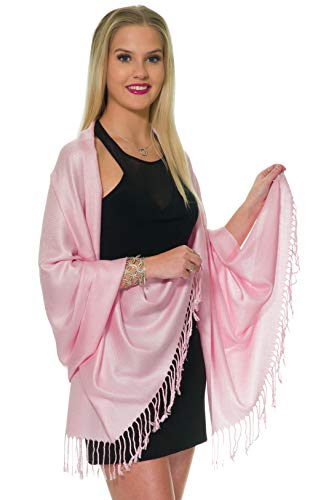 Pashmina Shawls and Wraps for Evening Dresses, Large Soft Pashminas Wedding Shawl - color: Pastel Soft Pink