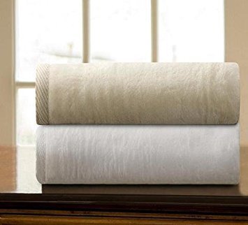DownTown Company Granny Blanket - 100% Natural Egyptian Cotton Blanket with Pure Softness, Imported from Portugal - Premium Throw Blanket for Bed, Sofa, or Couch – Twin Size, White Color