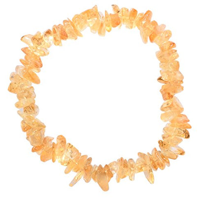 Zenergy Gems Charged Premium Natural Crystal Chip Bead Bracelet + Moroccan Selenite Charging Crystal [Included] - color: Citrine