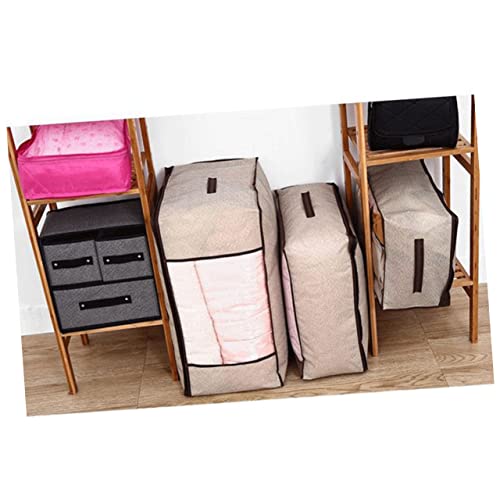 Cabilock Foldable Non-Woven Storage Bag for Quilts and Clothes Light Grey Sturdy Fabric Zipper Closure for Organizing Bedding and Apparel