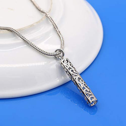 Dankadi Women's 925 Silver Necklace-Bohemian Sterling Silver Patterned Cylindrical Pendant Necklace-100% Original Silver Snake Chain 45-60CM Fine Jewelry - style: Chopin chain 24 inch