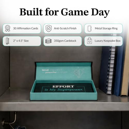 Sports Affirmation Cards – 30 Game Day Motivation Cards for Confidence, Focus & Mental Toughness – Portable Athlete Mindset Cards with Metal Ring