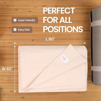 Yogikuti Iyengar Yoga Blanket Set of Four – Thick Handwoven Cotton Blankets for Restorative Yoga, Meditation and Pranayama – Supportive Yoga Prop for Comfort, Alignment and Deep Relaxation - (White)