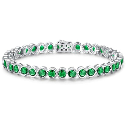 Birthstone Bracelets for Women, Sterling Silver 7 Inch Infinity Tennis Bracelet, Wedding Anniversary Birthday Jewelry Gifts for Women Wife Girlfriend Mom Her - color: 05-May-Emerald