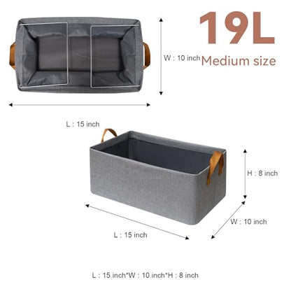 SNWDN 6 Pack Closet Cloth Storage Bins for Shelves, Medium Storage Baskets for Shelves, Fabric Bins for Closet organization with Handles（ Gray 15''L x 10''W x 8''H）