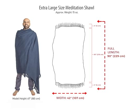 Meditation Shawl or Meditation Blanket, Shawl/Wrap, Oversize Scarf/Stole. Large. Unisex. - color: Denim Blue