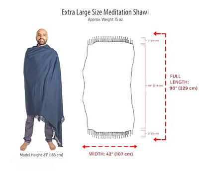 Meditation Shawl or Meditation Blanket, Shawl/Wrap, Oversize Scarf/Stole. Large. Unisex. - color: Denim Blue