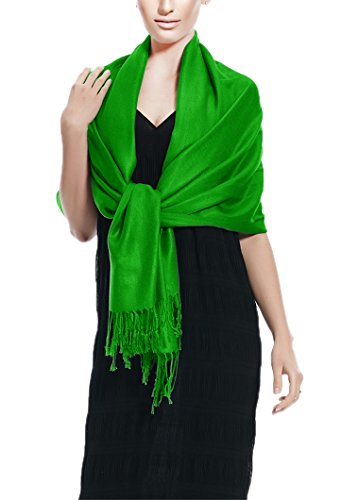 Peach Couture Women’s Pashmina Shawl Wrap – Warm Long Large Scarf for Evening Dress, Bridesmaid, Wedding & Bridal Wear - color: Green