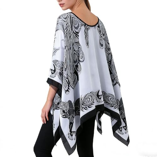Women's Satin Cover Up Short Poncho Tops Sheer Chiffon Boho Pashmina Shawl Beach Soft Shawl - color: Style33