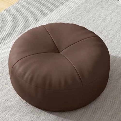 Round Floor Seat Cushion Extra Thick Adults Yoga Meditation Cushions with EPS Particles Filling,Waterproof Leather Soft Floor Pillows Seating Pouf (Brown,16x16x4.7inch) - color: Brown, size: 16x16x4.7inch