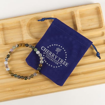 Cherry Tree Collection - Small, Medium, Large Sizes - Gemstone Beaded Bracelets For Women and Men - 6mm Round Beads - color: Ocean Jasper, size: Small
