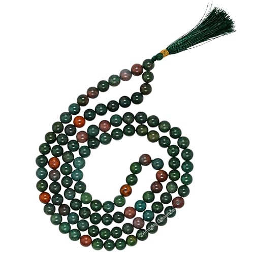 Amazing Gemstone Bloodstone Mala Beads - 108 Prayer Beads for Meditation and Mindfulness Practice, Handcrafted Mala Beads with Natural Gemstones for Spiritual Healing and Relaxation (Plain) - color: Bloodstone, style: Plain