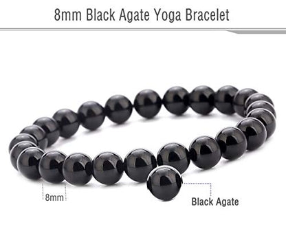 Men Women 8mm Natural Stone Lava Rock Diffuser Bracelet Elastic Yoga Agate Beads Bracelet Bangle - color: Set 4