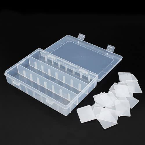 Kamay's Large Transparent Thick Hard 24 Grids Adjustable Compartment Slot Plastic Craft Storage Box Organizer For Toy Desktop Jewelry Accessory Drawer Or Kitchen Removable Dividers Container - style: L24 Compartment Slot