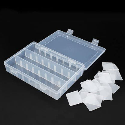 Kamay's Large Transparent Thick Hard 24 Grids Adjustable Compartment Slot Plastic Craft Storage Box Organizer For Toy Desktop Jewelry Accessory Drawer Or Kitchen Removable Dividers Container - style: L24 Compartment Slot