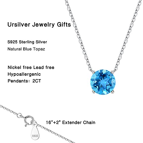 Ursilver Mothers Day Gifts - Birthstone Necklace for Women 925 Sterling Silver Round Birthstone Necklace Birthday Gifts 12 Months Necklaces for Women Jewelry Gift - color: silver-11-Nov-Topaz Blue