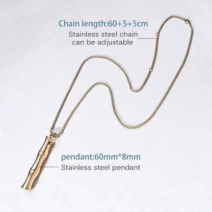 COTATI Anxiety Breathing Necklace Breathe Easy Mindfulness Necklace Stainless Steel Pendant for Women Men Natural Calm & Stress Relief - color: Rose Gold-bamboo