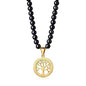 COAI Tree of Life Necklace 108 Mala Beads, Women's Men's Beaded Necklace, Japa Mala for Yoga Meditation 6mm - style: Obsidian