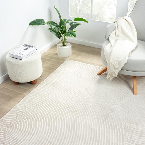 Abani Neutral Beige Area Rug | 3' x 6' Tan Geometric Carpet with Zen Circle Pattern | Washable Rugs for Living Room, Bedroom, Office - color: Beige, size: 2'6" x 6' (Rectangular)