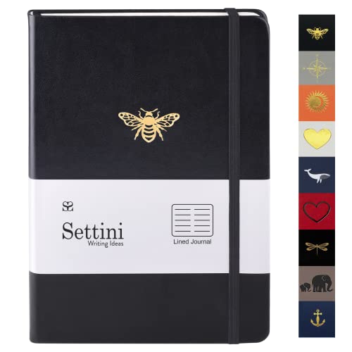 Lined Journal, Ideal for Journaling - A5 Vegan Leather Notebook, 192 Archival-Quality Pages, QuillEase Bleed-Free Paper, Inner Pocket & Bookmark - Bee Gifts, Black Bee - color: Black Bee