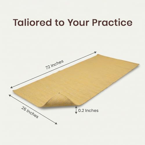 LFH Home Handmade Cotton Yoga Mat Cotton Rug picnic mat For Exercise, Workout, Fitness - Perfect Heavy Quality Eco Friendly Natural Cotton Woven Reversible Yoga Mats for Men & Women - 72x26 Inch. - color: Lemon