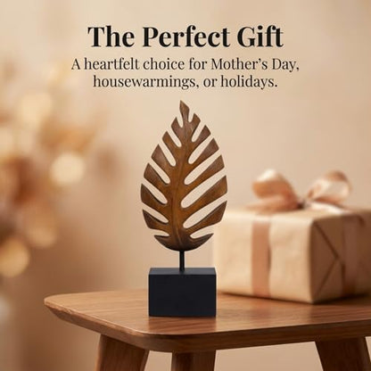 Solid Wood Leaf Sculpture, Gift for Mom, Home Decor, Living Room, Boho, Coffee Table, Centerpiece Table Decorations, Mantle, Bathroom Shelf, Farmhouse, Christmas Decorations