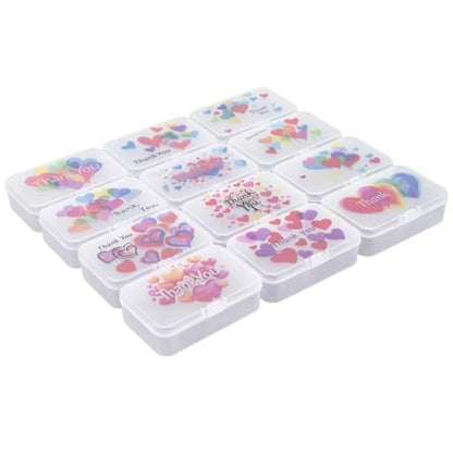 Goodma Thank You 12 Pieces Rectangular Plastic Storage Boxes with Hinged Lids for Small Items and Craft Projects, 3.3 x 2.2 x 1 inch (Frosted White) - color: Frosted White