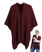 MissShorthair Knit Shawl Wraps for Women Boho Crochet Shawls Cape Open Front Cardigan - color: Burgundy