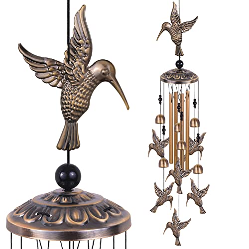 Solawindchime Outdoor Hummingbird Wind Chimes, Hummingbirds Bronze Wind Chimes, Gift Wind Chime, Hummingbird Wind Bell Gifts for Women, for Home, Garden, Indoor, Outdoor Decoration, Garden Wind Chime