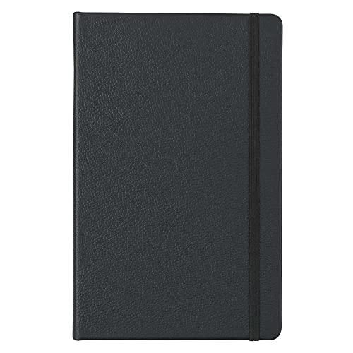 Leather Notebook, Writing Journal, Full-Grain Leather, Narrow Ruled Paper, Notebooks for Work & School, Midnight Black (8.4" x 5.4”) - color: Midnight Black, size: Large