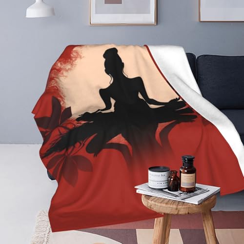 Healthy Living Yoga Blanket Anti Pilling Throw Woman Sitting in The Lotus Position Fleece Flannel Lightweight Cozy Bedspread Living Room Women Adults and Kids Bed Sofa 60"X50" - color: Healthy Living Yoga