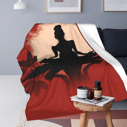 Healthy Living Yoga Blanket Anti Pilling Throw Woman Sitting in The Lotus Position Fleece Flannel Lightweight Cozy Bedspread Living Room Women Adults and Kids Bed Sofa 60"X50" - color: Healthy Living Yoga