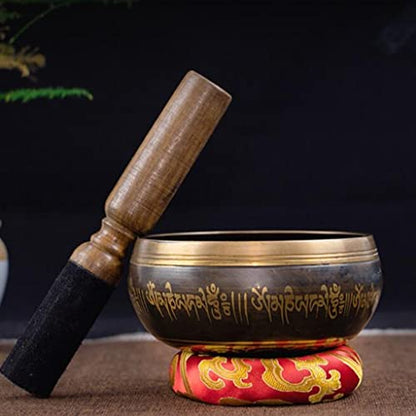 Tibetan Singing Song Bowl,Retro Bronze Chime,Bronze Chime Ornaments, Meditation Bowl, Music Therapy(11.5cm) - size: 11.5cm