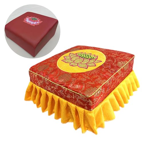 Prayer Stool Meditation Floor Seat with Washable Cover Ergonomic Multipurpose Kneeling Meditation Stool for Relaxing Sitting 18.50x18.50x9.84inch- Red Set