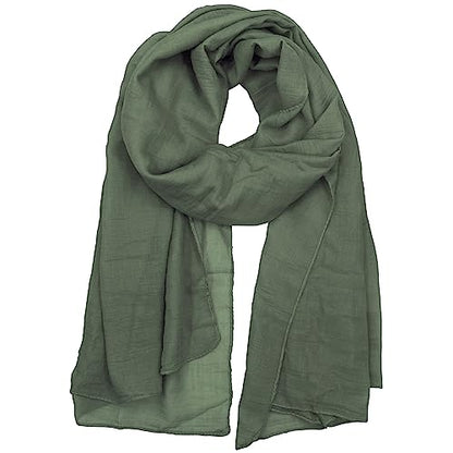Women's Cotton Scarves Lady Light Soft Fashion Solid Scarf Wrap Shawl - color: New Armygreen