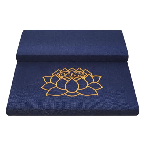 Square Meditation Cushion Mat Set with Washable Cotton Linen Cover, Larger Thick Yoga Mat Bolster Floor Pillows Seating for Adults Upgraded Meditation Accessories blue-70 * 5cm - color: Blue, size: 70*5cm
